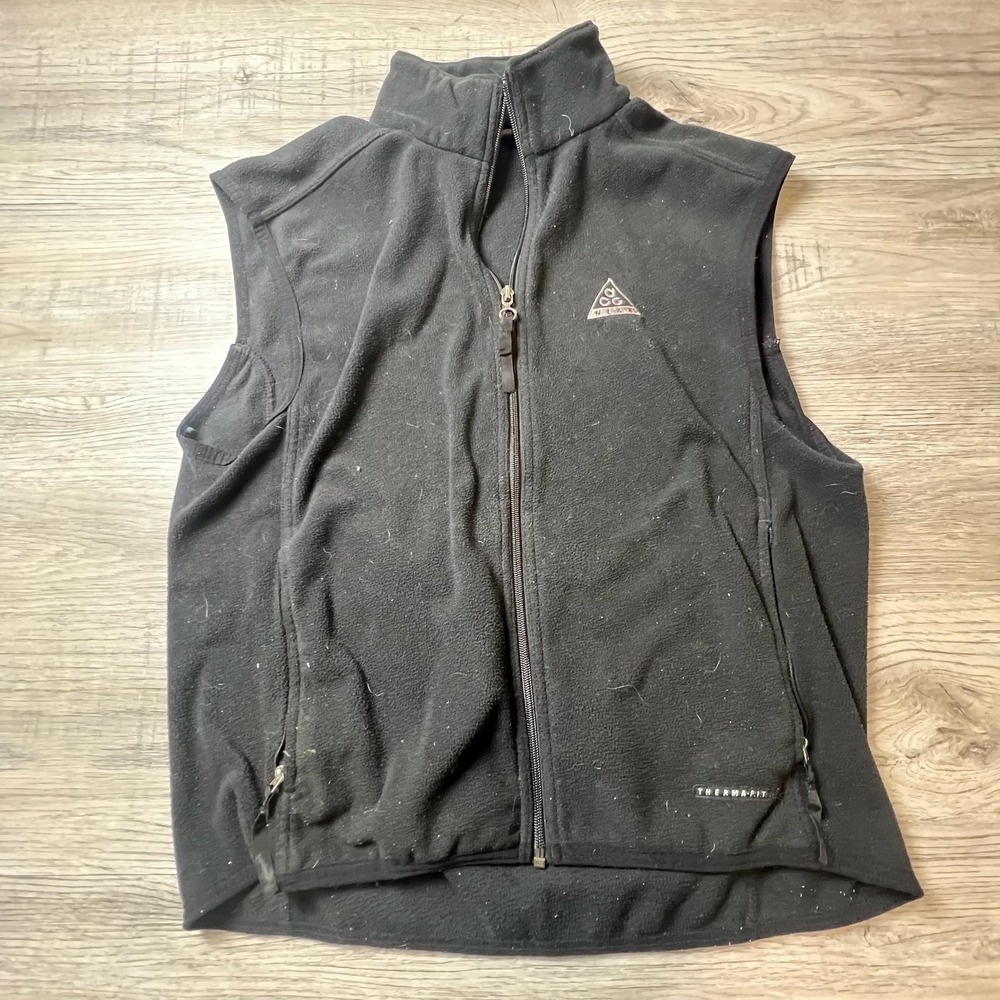 Nike ACG Fleece Vest Mens Large Black Therma-FIT Vintage 90s Full Zip Gorpcore